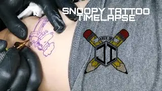 Client almost backed out on her first tattoo. (Snoopy tattoo timelapse, close-up)