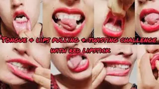 #tongue & lips pulling & twisting challenge with red lipstick 💋#viral🤪@PampaKhanLifestyle786