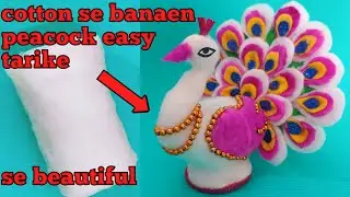 Unique showpiece peacock making at home/cotton creativity/easy creativity/ cotton craft ideas