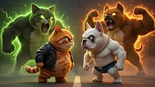 Orange Cat vs Power Dog 😱 | Shadow Transformation Battle | Epic Animal Fight Animation 