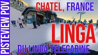 Ch&acirc;tel, France - Linga (red) from Du Linga Telecabin - PisteView - Boardie