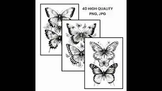 Butterfly Zentangle Worksheets | Printable Zendoodle Art Templates (PDF JPG PNG)