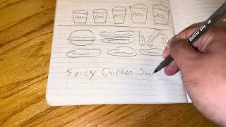 Drawing Spicy Chicken Sandwich with Fries part 5