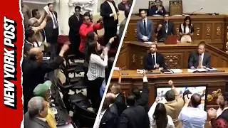 В парламенте Венесуэлы произошла драка между политическими партиями.