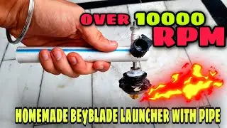 Making beyblade launcher with pipe OVER (10000RPM) : CUSTOM LAUNCHER INSANE SPEED!