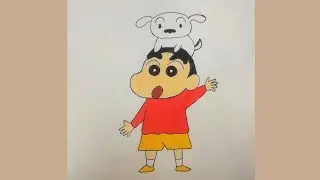 Shinchan & Shiro Drawing ll How to Draw step by step ll Easy Outline Tutorial 