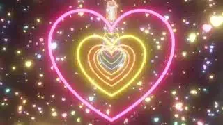Abstract Wallpaper Neon Lights Love Heart Tunnel Moving Particles Animated Background Overlay Video