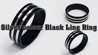 Unisex Black Color Ring/Stainless Steel Silver Line Ring/Double Silver lines /BUY ONLINE/VIDEO WORLD