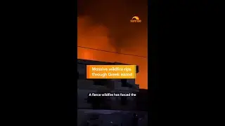 Massive wildfire rips through Greek island