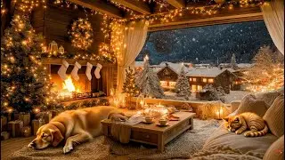 🎄Cozy Christmas Cabin 🔥Instrumental Christmas Music With Fireplace❄️Relaxing Christmas Ambience