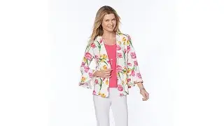 Slinky Brand 3/4 BellSleeve Printed Textured Knit Jacket