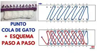 PUNTO COLA DE GATO en Telar CON ESQUEMA - Diagrama PASO A PASO