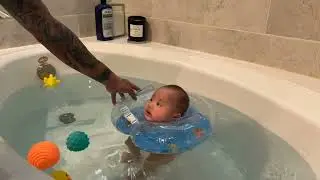 Baby Neck Float | 3 Months Baby First Times Swimming |  Lần Đầu Tũn Bơi | TunTumFamily