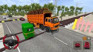 Fuso Fighter Dump Truck 😱 Speed Breaker Bridge Test | Indian Traffic | Bus Simulator Indonesia 