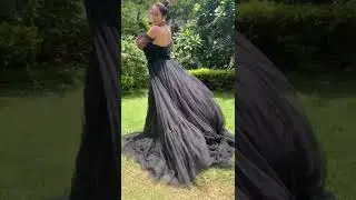 Rent Black Ruffle Gown with Off Shoulder Design | Fairytale Dresses #shorts