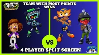 4 Player Split Screen (2v2) | Disco Jimmy & Beat Bot v El Zipo & Clutch | Beach Buggy Racing 2