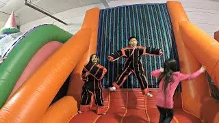 Indoor GIANT Bounce House Jumping Inflatable Bouncer: Velcro Wall, Huge Slide & Climbing Wall