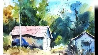A beautiful forest landscape in watercolour/in my guru Milind mulick sir way/by his student Rahul.