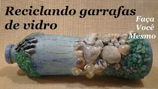 RECICLANDO GARRAFAS DE VIDRO - GARRAFA DECORADA COM CONCHINHAS E BUZIOS @luci buzo