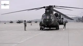 US Army Chinook Helicopters Ground Ops