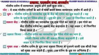 गोलीय दर्पण में सामान्यत प्रयुक्त होने वाले कुछ शब्द || प्रकाश का परावर्तन तथा अपवर्तन