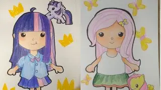 Drawing Twilight Sparkle & Fluttershy as Chibi Girls | MLP Fan Art Tutorial