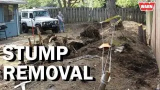 Quadruple-line stump pull with Land Rover Defender and WARN M8274-50 winch