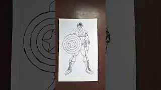 Caption America Drawing with Black pen | A_S Arts
