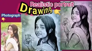 Realistic portrait of a girl drawing with simple pencil || commission art work of november 2025