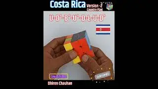 138-Costa Rica( Version -2) Country Flag Pattern in a Rubik's 3 x 3 Cube (U-D'-B'-U'-D-L-U-D')