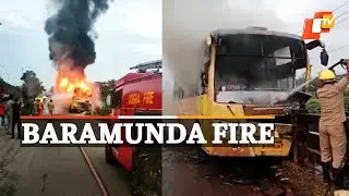 Bus Catches Fire Near Baramunda Bus Stand In Bhubaneswar | OTV News