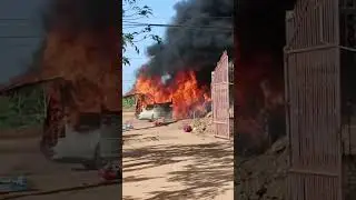 Car on fire  in cambodia  #machinerychannel #xcavator #kubota