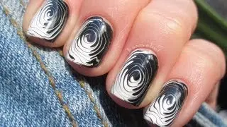 Black and white fingerprint nails - Biało czarny odcisk palca na paznokciach - Basevehei
