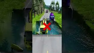 Mixer trucks vs massive water pit #14 #beamngdrive #oddlysatisfying #satisfying