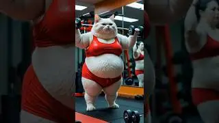 👀 A cat does exercise 😱😂 #shortvideo #funny #animation #catshorts #cutecats #fatcat #viralshorts #ai