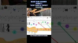 NEW KID IN TOWN -  EAGLES -  FRANKS BASS LESSONS + Instrumental Track & TAB #basslesson part 1 of 5