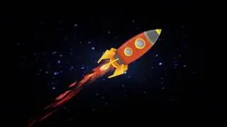 4k red rocket ship flying through space loop　キッズオンエア