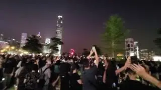 Crowd singing Rising the Umbrella at Tamar park