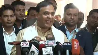 Assam Finance Minister Himanta Biswa Sarma talks to the media after presenting the state budget