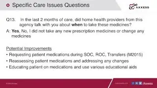Axxess | HHCAHPS Questions: Q13 When to take medications