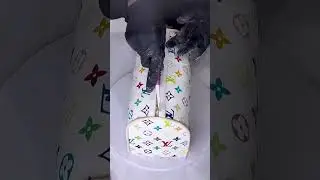 Watch me Create this Colourful Louis Vuitton Purse from CAKE❤️🧡💛💚💙💜💗 #cakedecorating #shorts