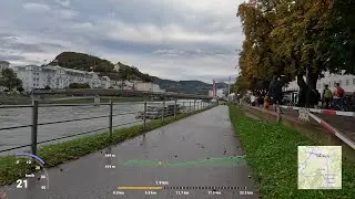 E-Bike Tour von Ainring über Salzburg nach Hallein in Realtime