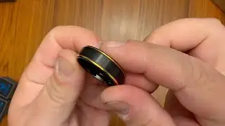 Engraved Personalized Black Tungsten Rings For Men Wedding Band Gold Step Edge