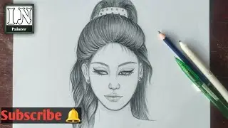 Step by step drawing a beautiful girl || EamIN Cambodia painting