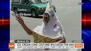 Ice cream cone costume confused for Klan
