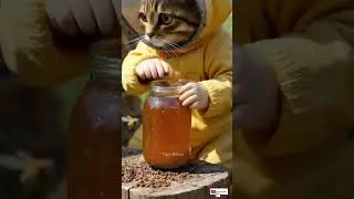 Ever seen a cat bottling honey by a beehive? #shortsfeed #share #creaturecravings #shorts