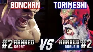 SF6 ▰ BONCHAN (#2 Ranked Sagat) vs TORIMESHI (#2 Ranked Dhalsim) ▰ High Level Gameplay