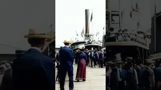 Waiting for a Steamboat in Battery Park, New York City in 1911 - Restored Footage