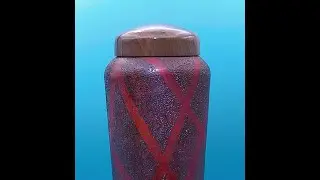 A Walnut Vase covered with red dye with pyrography pen wood turning  #102