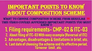Everything you must know before choosing composition scheme !! ITC-03 filing with example !!